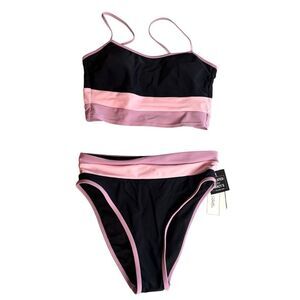 Salt + Cove Color Block Banded High Waist Bikini 2 Piece Swimsuit Size S/XS NEW